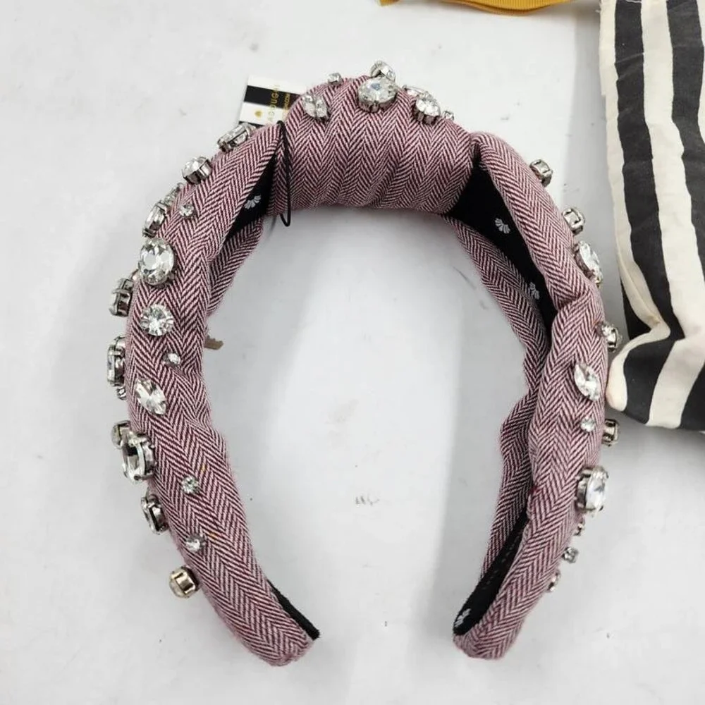 Lele Sadoughi Herringbone Embellished Knotted Headband Women's OS Red/Silver
